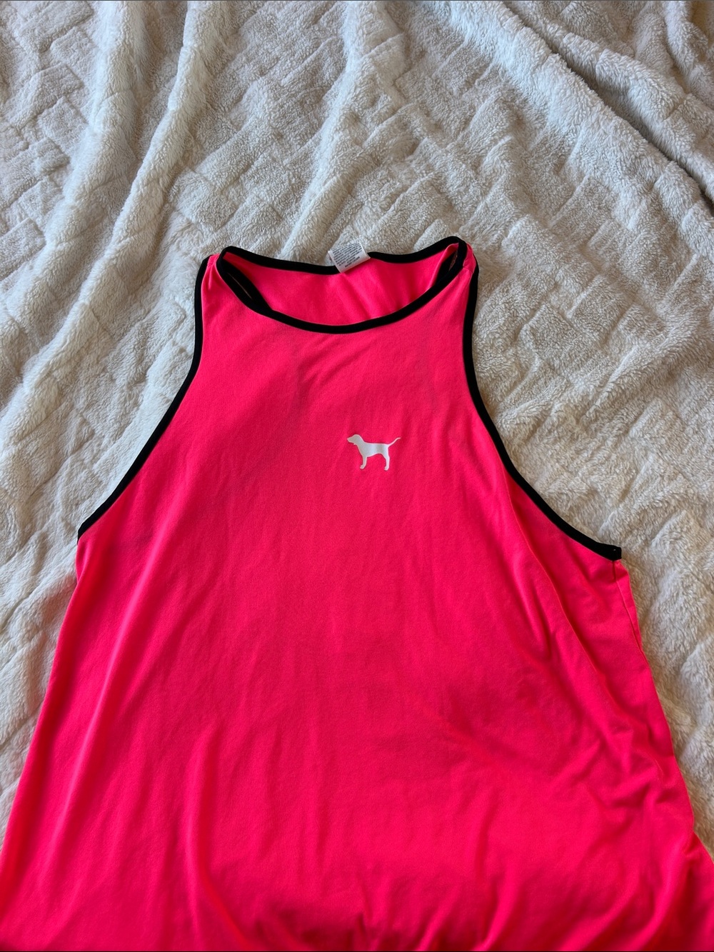 PINK Victoria's Secret Bright Pink Tank with Black Trim
